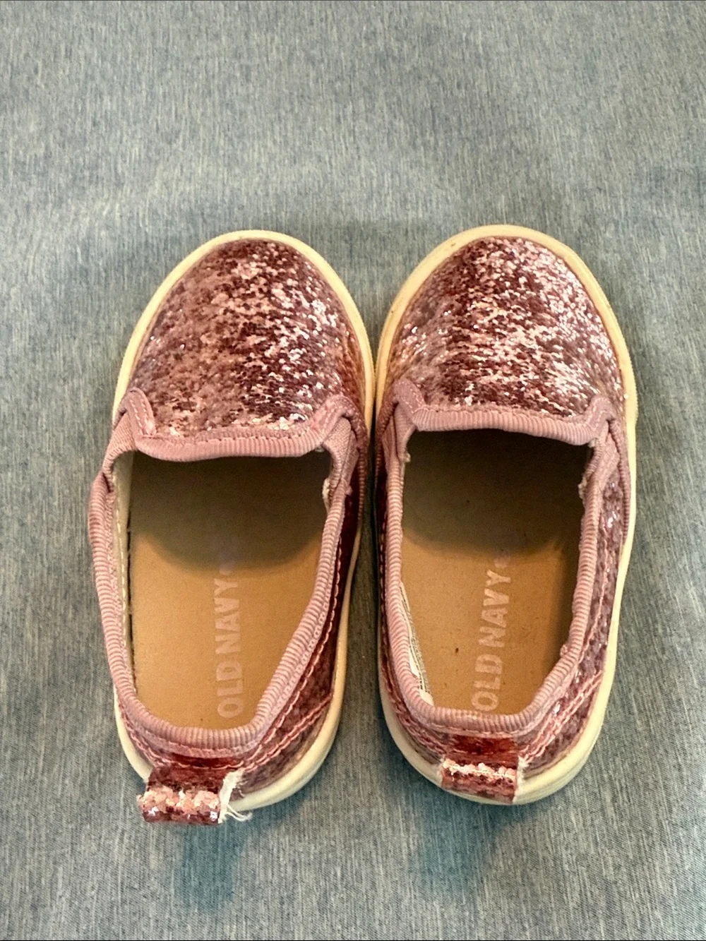 Toddler Girls Sparkle Slip-On Sneakers - Rose Pink, Old Navy Sz 5 (12.5)